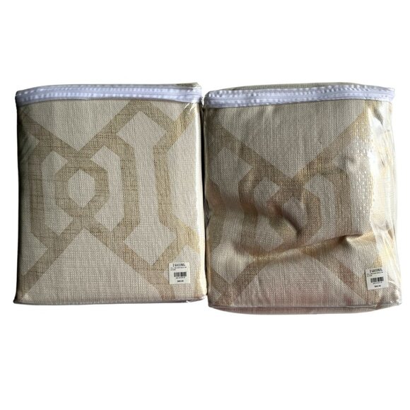 NEW Z Gallerie Luxe Drapery Panels, 54x108, Ivory/Gold, Set of 2 (1 Opened) - Picture 2 of 4